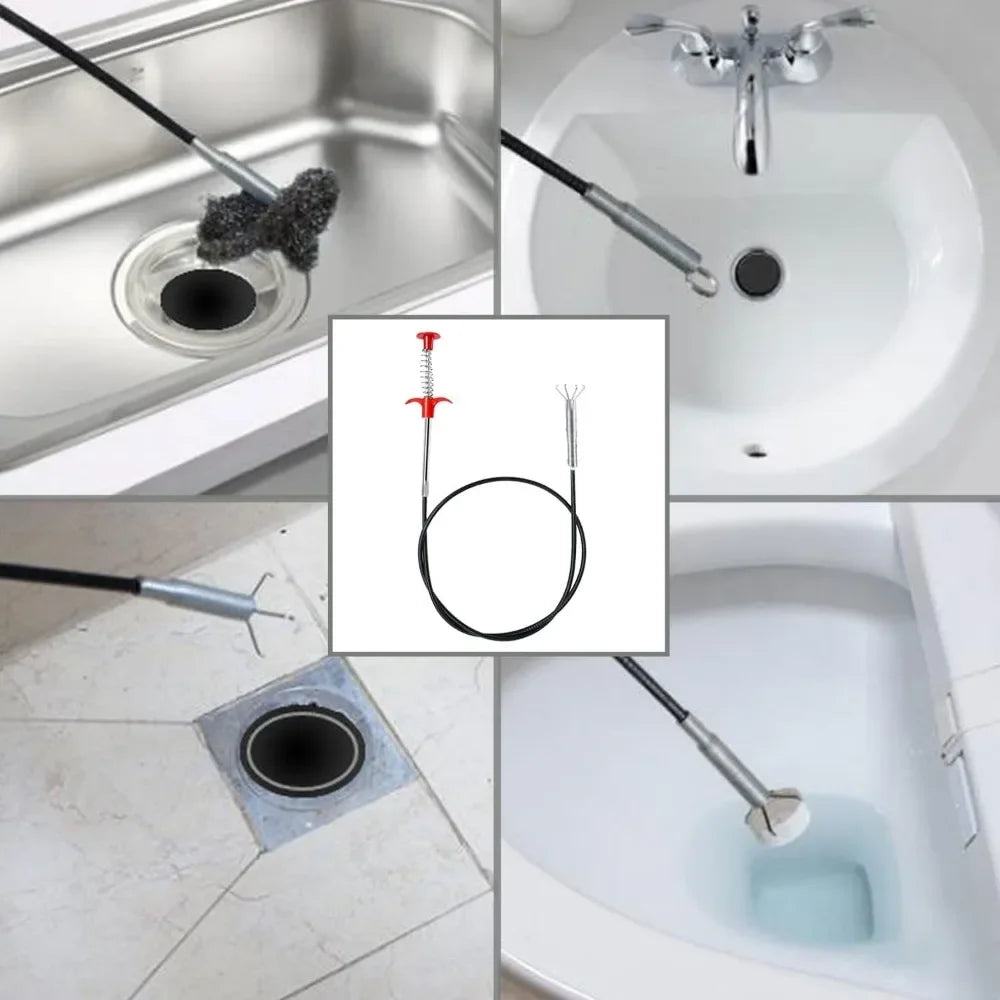 Flexible Drain Pipe Cleaning Tool with Claw Grabber