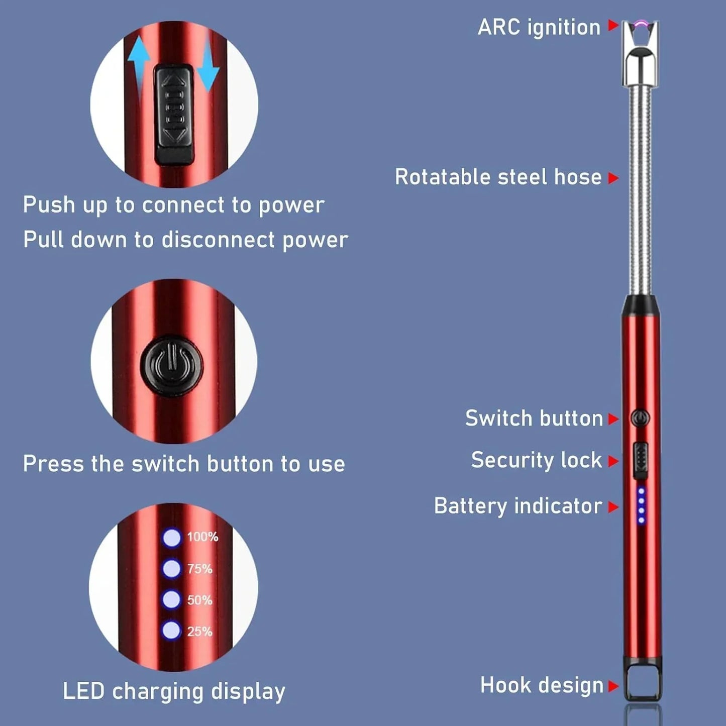 360° Rotatable & Flexible USB Chargeable Lighter