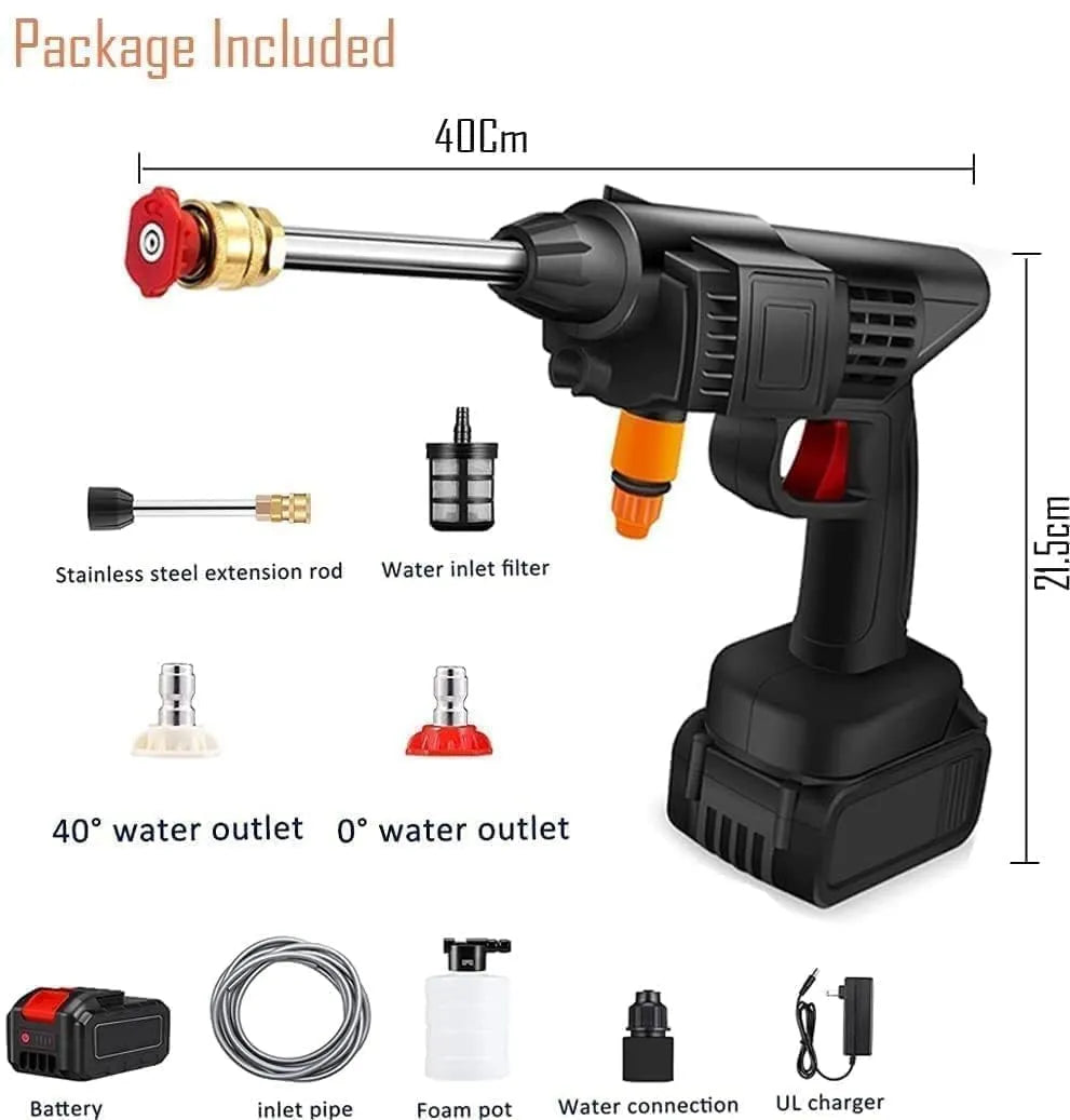 Car Wash Spray Gun | 48V High Pressure Lithium Battery | Wireless Foam Jet Washer