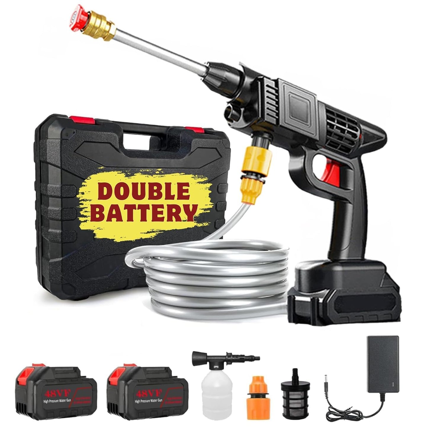 Car Wash Spray Gun | 48V High Pressure Lithium Battery | Wireless Foam Jet Washer