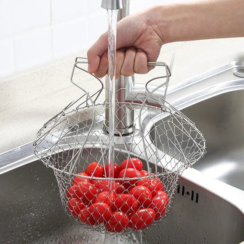 Stainless Steel Multifunctional Folding Frying Chef Basket